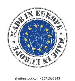 Made in European Union stamp scratched flag badge logo vector illustration