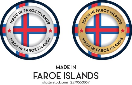 Made in Faroe Islands. Premium labels, stickers, pointer, badge and symbol of Faroe Islands flag icon. Collection vector illustration