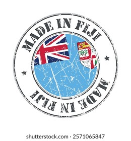 Made in Fiji stamp scratched flag badge logo vector illustration