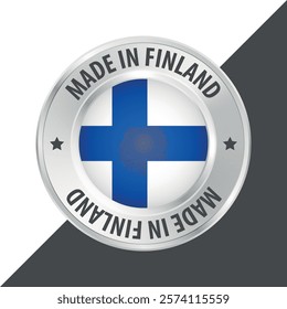 Made in Finland badge logo flag sticker 3d vector illustration isolated on white