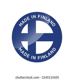 Made in Finland colorful vector badge. Label sticker with Finish flag.