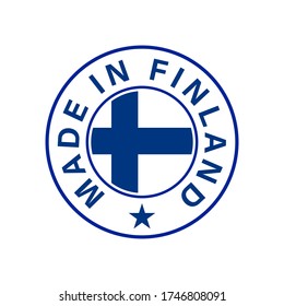 Made in Finland with Finland flag round vector icon