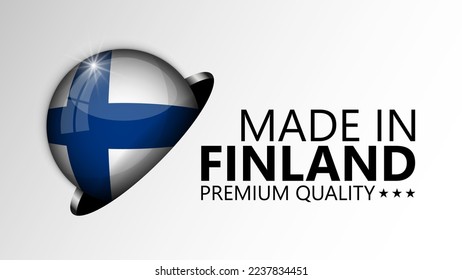 Hecho en Finlandia gráfico y etiqueta. Elemento de impacto para el uso que desea hacer de él.