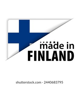 Hecho en Finlandia gráfico y etiqueta. Elemento de impacto para el uso que quieres hacer de él.