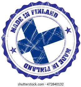 Made in Finland grunge rubber stamp with flag