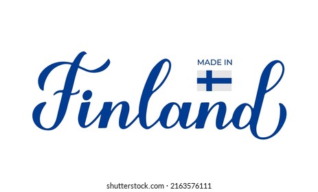 Made in Finland handwritten label. Quality mark vector icon. Calligraphy hand lettering. Perfect for logo design, tags, badges, stickers, emblem, product package, etc.