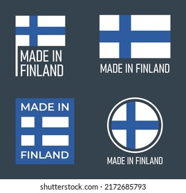 made in Finland labels set, made in Republic of Finland product emblem