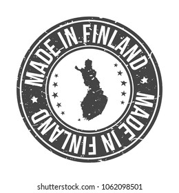 Made in Finland Map. Quality Original Stamp. Design Vector Art Seal Badge Illustration.