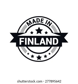 Made in Finland - Round black rubber stamp design isolated on white background. vector illustration vintage texture.
