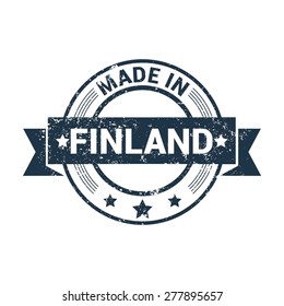 Made in Finland - Round blue grunge rubber stamp design isolated on white background. vector illustration vintage texture.