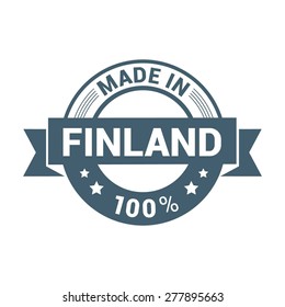 Made in Finland - Round blue rubber stamp design isolated on white background. vector illustration vintage texture.