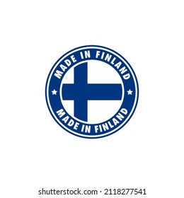 Made in finland round label icon. stamp, sign, sticker, badge, symbol, emblem, logo print with finlandia flag. Vector illustration EPS 10.