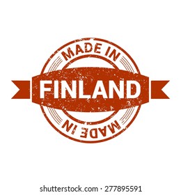 Made in Finland - Round red grunge rubber stamp design isolated on white background. vector illustration vintage texture.