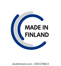 made in finnland, abgerundete Rechtecke, Vektorlogo auf weißem Hintergrund