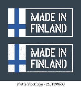 made in Finland stamp set, made in Republic of Finland product emblem