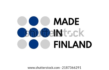 made in finland, vector logo with finnish flag painted circles
