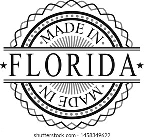 Made In Florida Stamp. Logo Icon Symbol Design. Security Seal Style.