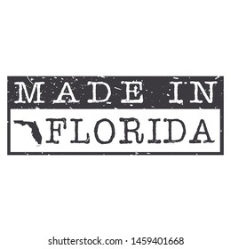 Made In Florida. Stamp Rectagle Map. Logo Icon Symbol. Design Certificated.