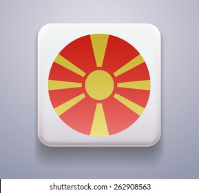 made in the form of a computer button for the web site. Illustration. Image. Icon. Vector. Flag of Republic of Macedonia