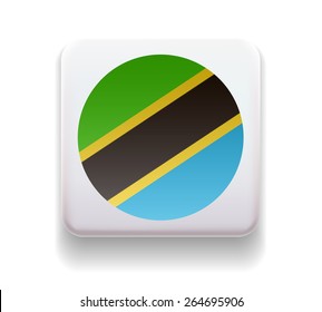 made in the form of a computer button for the web site. Illustration. Image. Icon. Vector. Flag of Tanzania