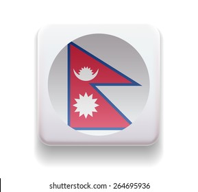 made in the form of a computer button for the web site. Illustration. Image. Icon. Vector. Flag of Nepal