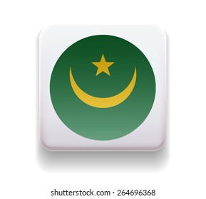 made in the form of a computer button for the web site. Illustration. Image. Icon. Vector. Flag of Mauritania