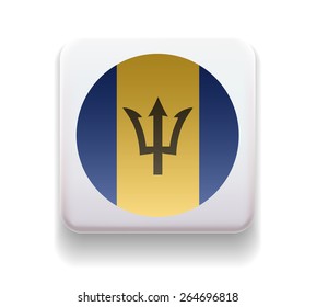 made in the form of a computer button for the web site. Illustration. Image. Icon. Vector. Flag of Barbados