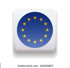 made in the form of a computer button for the web site. Illustration. Image. Icon. Vector. Flag of European Union