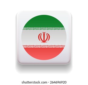 made in the form of a computer button for the web site. Illustration. Image. Icon. Vector. Flag of Iran