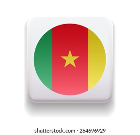 made in the form of a computer button for the web site. Illustration. Image. Icon. Vector. Flag of Cameroon