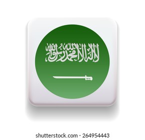 made in the form of a computer button for the web site. The national of the country. Illustration. Image. Icon. Vector. Flag of Saudi Arabia