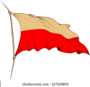 Made in the form of engraving Old waving flag of Poland