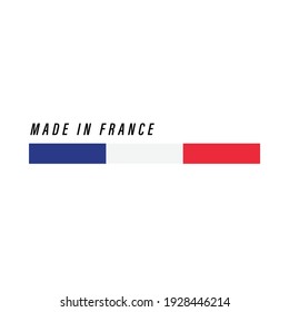 Made in France, badge or label with flag isolated on white background