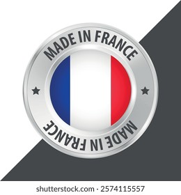 Made in France badge logo flag sticker 3d vector illustration isolated on white