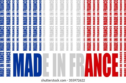 Made in France  in bar code. Lines consist of same words