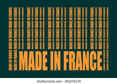Made in France  in bar code. Lines consist of same words