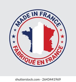 made in france circle logo vector design with france map element	