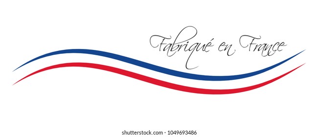 Made in France, colored vector symbol with French tricolor isolated on white background