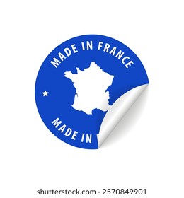 Made in France - Country Map Sticker. Best Quality. Original Product. Vector illustration.