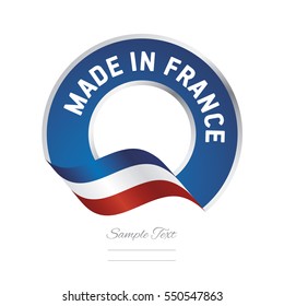 Made in France flag blue color label button banner