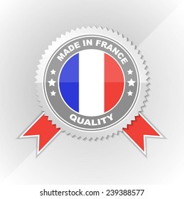 Made in France, Flag, Seal, Ribbon, Vector Art