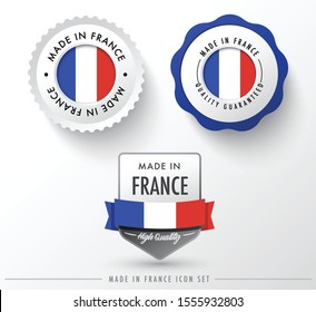 Made in France icon set isolated on white background ,for infographics and banner templates : Vector Illustration