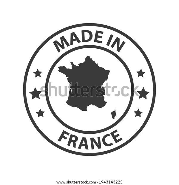 Made in\
France icon. Stamp made in with country\
map