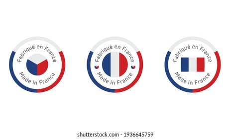 Made in France  labels. Fabrique en France quality stamp. Quality mark vector icon for  tags, badges, stickers, emblem, product.