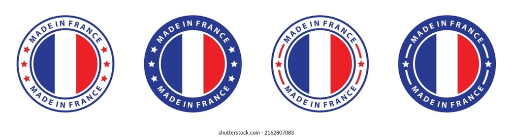 Made in France labels icon, made in the France logo, France flag , France product emblem, Vector illustration