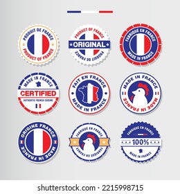 Made in France labels set in french and english