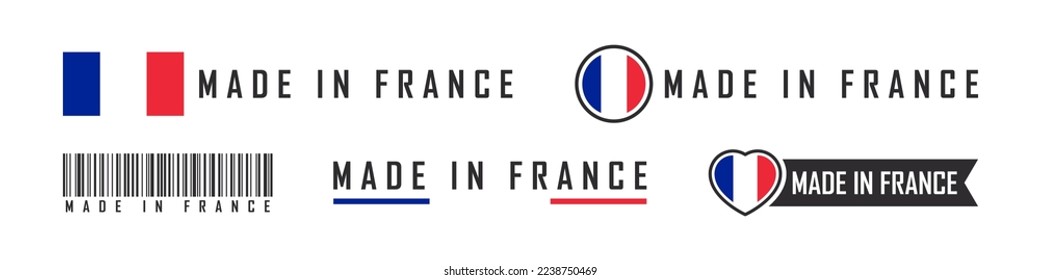 Made in France logo or labels. France product emblems. Vector illustration