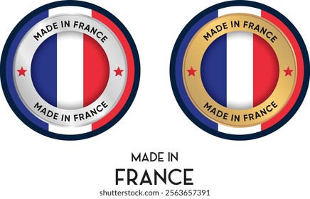 Made in France. Premium labels, stickers, pointer, badge and symbol of France flag icon. Collection vector illustration