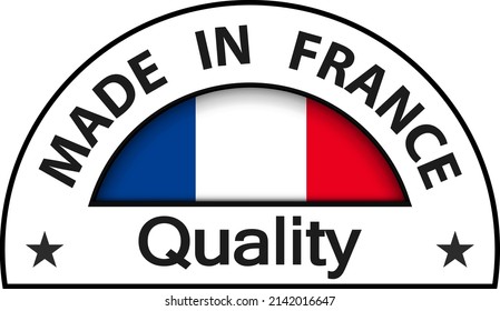 Made in France Quality icon, circle button, vector quality certificate illustration.
