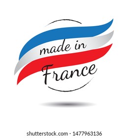 Made in france quality label on the white background.